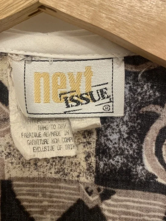 Vintage Cream Ruffle-Collar Blouse with Multi-Pattern Front - Picture 6 of 8